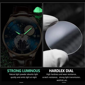 POEDAGAR 803 relojes de cuarzo de moda para hombre, reloj de pulsera deportivo de cuero para hombre con fecha luminosa resistente al agua de lujo para hombre - Product Image 3