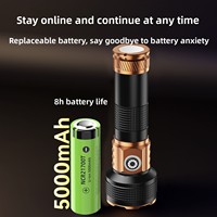 Lampe torche laser puissante zoomable 2500 lumens, étanche, rechargeable, longue durée de vie, mini, super lumineuse, longue portée, pour extérieur
