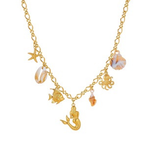 สร้อยคอ Mermaidcore ลายสัตว์ทะเล ชุบทอง 18K สแตนเลสสตีล รูปนางเงือก ปลาหมึก ปลาดาว เปลือกหอย หลายจี้ ไม่ลอก ไม่ดำ - Product Image 6