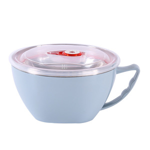 Stainless Steel Instant <b>Noodle</b> Bowl With Lid Round Handle Food Preservation Lunch <b>Box</b> For Adults - Product Image 5
