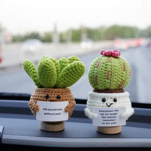 Handmade Crochet Đan Hoa Cây Xương Rồng Chậu Cây Mini Dễ Thương Cảm Xúc Mọng Nước Đồ Trang Trí Búp Bê May Dệt Đồ Chơi - Product Image 1