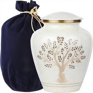 Urna Funeraria Blanca con Diseño de Árbol para Cenizas de Adultos, Urna Conmemorativa Grande, Urna de Aluminio Grande Personalizada - Product Image 1