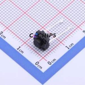 YTS1K0032CBT00 Tactile Switch Through hole Component (THT),6x6mm Switch Single Pole Single Throw Round Button 2.5N Through Hole - Product Image 1