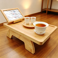 Mesa de Centro Rectangular Grande de Bambú con Soporte para Teléfono, Patas Plegables, Bandeja para Aperitivos en el Reposabrazos del Sofá, Almacenamiento, Fácil de Limpiar, Muebles para Sala de Estar