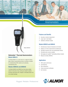 เครื่องวัดความเร็วลมแบบเทอร์มอล TSI AVM440-A Alnor Velometer พร้อมช่วงการวัด 0-6,000 ฟุต/นาที และความแม่นยำ 3% - Product Image 3