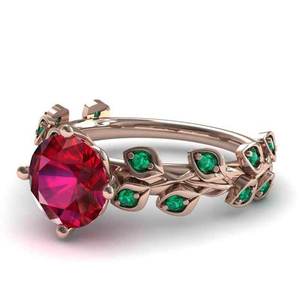 Anello con foglie e fiori colorati per donna, design intarsiato in tonalità rosa, gioielli eleganti e alla moda - Product Image 3
