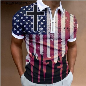 เสื้อโปโลแบบมีซิปและกิจกรรมกลางแจ้ง - ดีไซน์พิมพ์ลาย 3 มิติ สวมใส่สบาย มีสไตล์ และใช้งานได้หลากหลาย เสื้อกีฬา โพลีเอสเตอร์/สแปนเด็กซ์ - Product Image 1