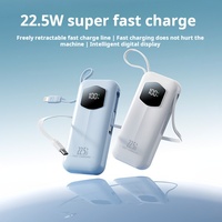Batterie externe portable 2-en-1 intelligente 10000 mAh avec charge rapide 20W, affichage LED sans fil, câble PVC longue durée, pour iPhone, utilisation en extérieur
