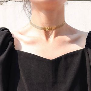 Collana Girocollo a Catena Larga con Lettere Intagliate per Donna, Gioielli di Moda in Acciaio Inossidabile, Collane con Iniziali <span class=keywords><strong>M</strong></span> per Mamma - Product Image 2