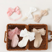 Ensemble de bandeaux en satin et chaussettes pour bébés, fabriqués en Corée du Sud, pour nouveau-nés, accessoires tricotés de printemps