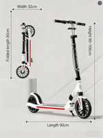 Trottinette pliable pour adolescents et adultes avec frein à disque et double suspension, grandes roues de 200 mm, trottinette pour enfants OEM