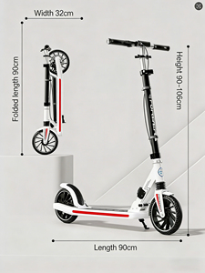 Trottinette pliable pour adolescents et adultes avec <span class=keywords><strong>frein</strong></span> à disque et double suspension, grandes roues de 200 mm, trottinette pour enfants OEM - Product Image 5