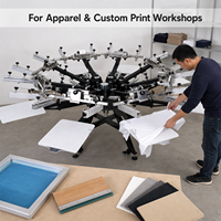 Machine d'impression sérigraphique manuelle 8 couleurs, presse sérigraphique multi-stations Octopus pour vêtements et t-shirts