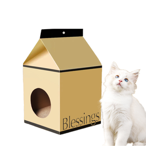 En gros, Arbre à <span class=keywords><strong>chat</strong></span> classique en carton ondulé grand format et durable, en forme de carton de lait, lit pour chaton d'intérieur mignon et jouet pour animaux de compagnie, 55 cm, 1 pièce - Product Image 1