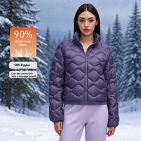 Veste matelassée pliable pour femme SHINBENE, coupe-vent, col montant, courte, légère, portable, pour les voyages en plein air