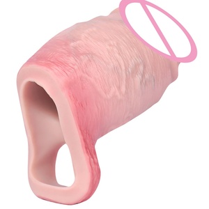 FAAK Realistic Hollow <b>Dildo</b> Silicone Penis Cover Penis Enhancer Cock Ring Sleeve Cock Enlargement & Extensions Sex Toys - Product Image 6