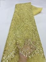 NI.AI Nouveau design Tissu brodé à motifs symétriques, dentelle filet à sequins, dentelle perlée, tissu filet à sequins