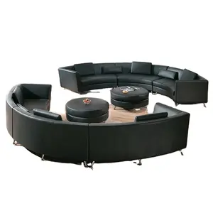 hot sale fashion design wooden frame 6 seater sofa set c shaped curved genuine leather modern sectionals sofa