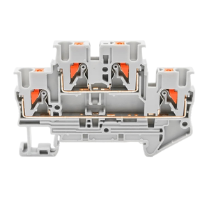 พิมพ์รหัสสินค้า PTTB2.5 บล็อกเทอร์มินัลแบบสองชั้น แบบอินไลน์ เชื่อมต่อขึ้น-ลง PTTB2.5-PV เชื่อมต่อแบบ Push-In 4 รู 30A 500V - Product Image 1