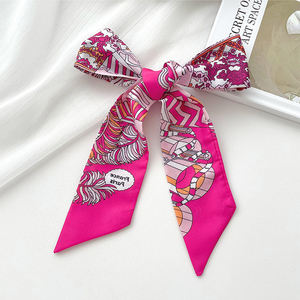 新しいレトロな高級デザインスカーフバッグハンドルヘアデコレーションカスタムシルクスカーフ幾何学的プリントロングリボンシルクスカーフ女性用 - Product Image 6