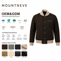Veste universitaire en laine Melton personnalisée pour homme, marron foncé, rayures crème, col côtelé, boutons-pression, style Letterman, manteau de baseball universitaire, OEM