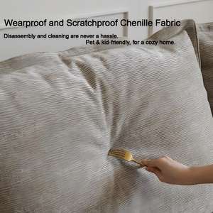 Canapé en tissu style voilier MYUZ 2025 pour salon - Extra large, amovible et lavable, style rétro crème, dossier réglable - Product Image 4