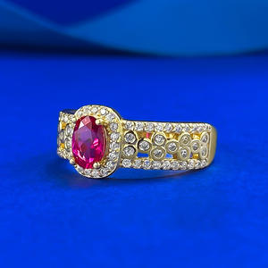 Nuevo anillo <span class=keywords><strong>de</strong></span> juego <span class=keywords><strong>de</strong></span> oro rojo <span class=keywords><strong>sangre</strong></span> <span class=keywords><strong>de</strong></span> Paloma elíptica S925 plata 4*6, versátil para uso diario, joyería <span class=keywords><strong>de</strong></span> <span class=keywords><strong>boda</strong></span> <span class=keywords><strong>de</strong></span> <span class=keywords><strong>Libro</strong></span> rojo pequeño - Product Image 2