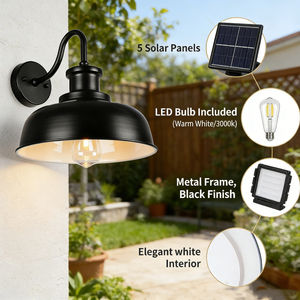 Lampes solaires d'extérieur Alecter Solar APH-L138, lampes de grange solaires, IP65, étanches, vintage, en métal, LED 4100K, blanc neutre, appliques murales pour garage - Product Image 3
