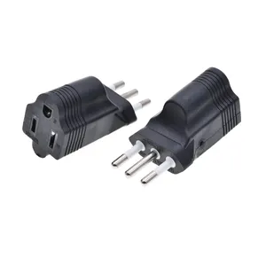 USA NEMA5-15P to Italy plug adapter Type B to Type L female to male round 3 prong power conversion plug