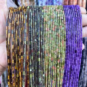 Perles entretoises tubulaires rondes en pierre naturelle brute 2x4 pour la fabrication <span class=keywords><strong>de</strong></span> bijoux (bracelets, colliers) - Semi-finies, vente en gros - Product Image 3