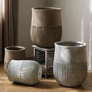 Pot Bunga Dekoratif Taman Luar Ruangan, Pot Serat Tanah Liat Besar, Pot Semen untuk Dekorasi Rumah - Product Image 2