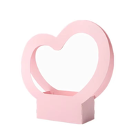 Boîte cadeau en carton blanc en forme de cœur, avec poignée longue, pour arrangements floraux frais, emballage de fêtes, thème amour