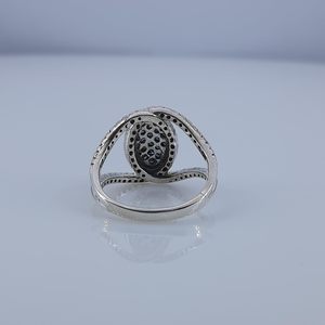Jewelspaark <b>Diamond</b> <b>Ring</b> 1.11 Cttw Round Cut White And Blue Enhanced Natural Stone 925 Sterling Silver Engagement Jewelry For - Product Image 3