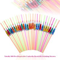 Long Cocktail Boisson Parapluies Fantaisie Fleur Bar Pailles Tropical Été Plage Luau Tiki Hawaiian Party Pailles Décorations