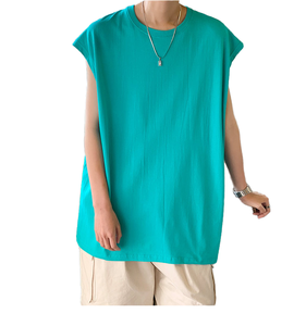 Camiseta sin Mangas de Verano para Hombre, Tejida, 100% Algodón, Talla Grande, Informal, Deportiva, Transpirable, Chaleco Urbano, Personalizable con Estampado Liso - Product Image 1