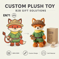 Peluche personnalisée OEM : Peluche renard explorateur, peluche renard et animaux d'aventure, jouet en peluche commémoratif de marque, matériaux sûrs