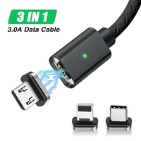 Kabel pengisi daya ponsel magnetik, produk populer aksesoris mobil 2024 pengisian cepat Data Magnet untuk iPhone mikro USB C