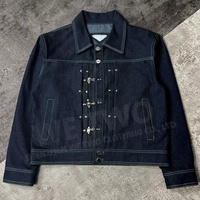 Boucle personnalisée pompier coton récolte japonais récupération lisière pompier fermoir Vintage travail Bomber Jeans Denim hommes veste Hombre