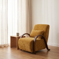 Fauteuil à bascule en bois courbé de style mid-century avec accoudoirs, revêtement en tissu chenille, fauteuil d'appoint pour salon ou villa