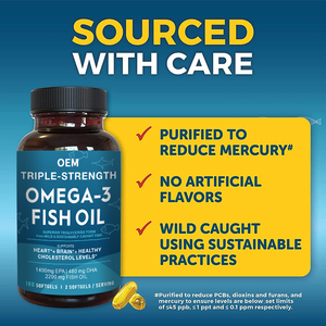 OEM Label Softgels naturali per la salute degli occhi e del cervello integratori per la salute del cuore olio di pesce Omega 3 Softgels con DHA ed EPA