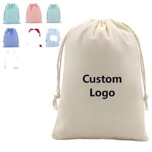 Eco-Friendly Recycled <b>Plain</b> Printed Big Cotton <b>Canvas</b> Pouch Drawstrings Dust Bags Wholesale Custom Size Reusable - Product Image 1