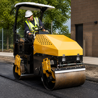 Mini-compacteur routier vibrant à double tambour de 1, 2 et 3 tonnes pour la construction d'asphalte