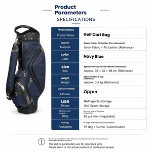 Sac de <span class=keywords><strong>golf</strong></span> portable ALINS en cuir véritable style denim bleu clair, imperméable, avec support métallique et multiples poches zippées - Product Image 4