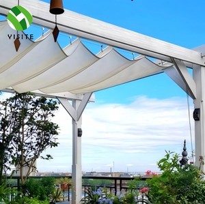 Voile d'ombrage rétractable élégante en HDPE respirant anti-UV avec glissière en fil métallique, couverture de pergola sur mesure, décoration bohème pour jardin et patio - Product Image 1
