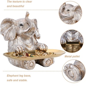 Estatua de Animal de resina hecha a mano para decoración del hogar, estatua de elefante de plata de alta calidad - Product Image 4