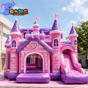 Castillo Inflable Rosa Princesa con Tobogán, Castillo Hinchable para Niños, Alquiler de Castillo Inflable Comercial para Fiestas - Product Image 1