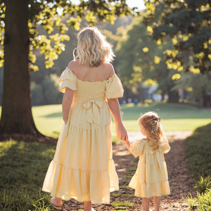 Hongbo per bambini vestito vintage a petto basso stile europeo elegante mamma e figlia vestito in tulle per bambini da 2 a 14 anni - Product Image 2