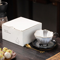 Ensemble tasse et soucoupe à café en porcelaine de haute qualité, qualité alimentaire, durable, vintage, luxe léger, rétro, créatif, pour latte, motif floral, pour l'heure du thé