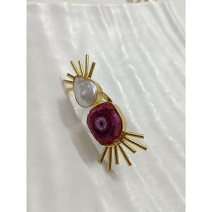 Customizable Vintage Style Gold Plated Brass Ring Raw Gemstone Bezel Set <b>Fashion</b> <b>Jewellery</b> for Women for Gift - Product Image 1