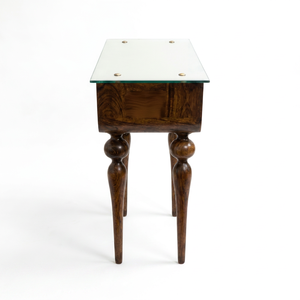 Modern Rosewood <b>Console</b> <b>Table</b> with Tempered Glass Top and <b>Storage</b> Drawer for Living Room Furniture - Product Image 1